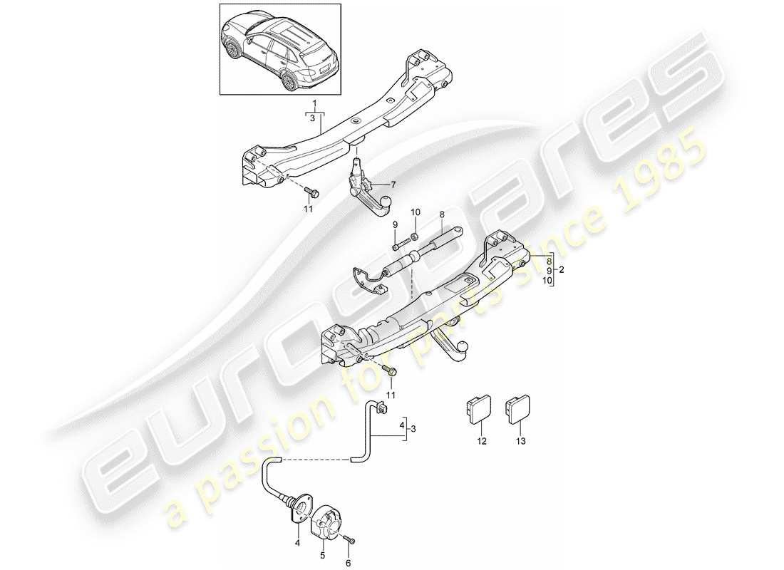 Porsche Cayenne E2 (2018) TOW HITCH Part Diagram