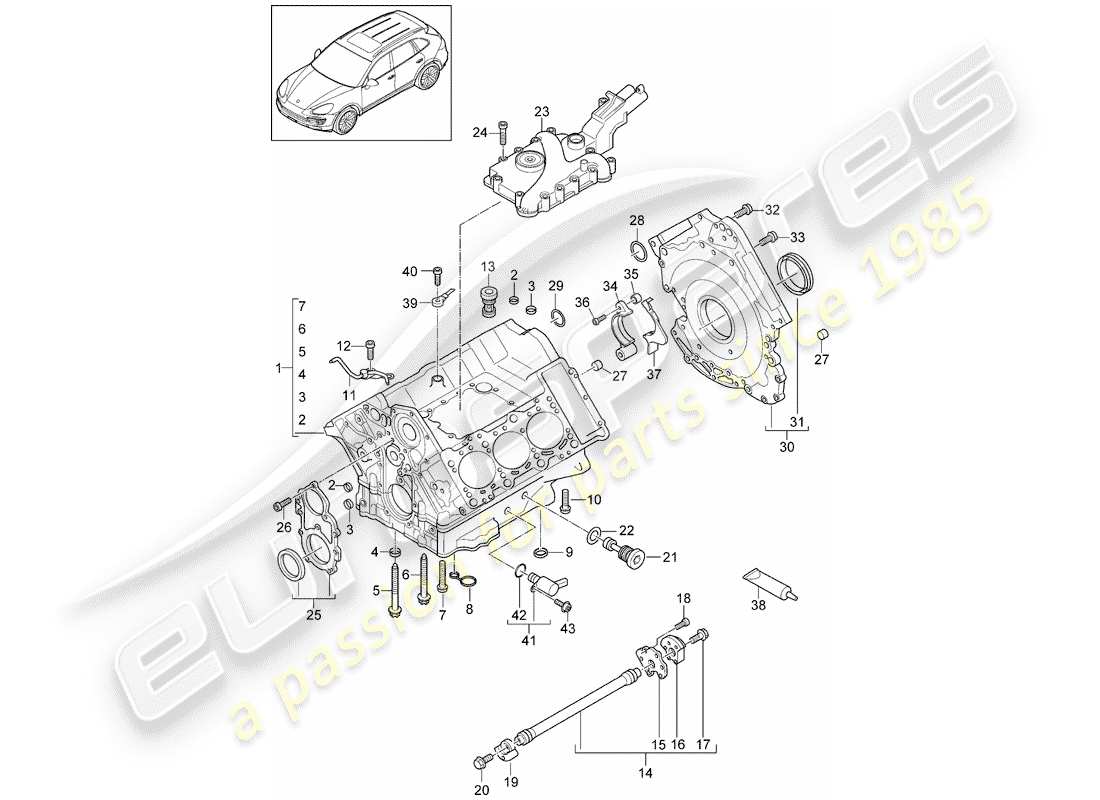 Porsche Cayenne E2 (2018) crankcase Part Diagram