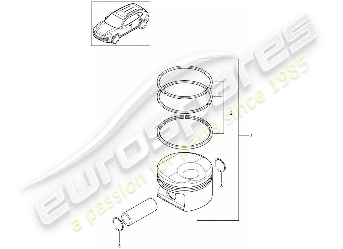 Porsche Cayenne E2 (2018) PISTON Part Diagram