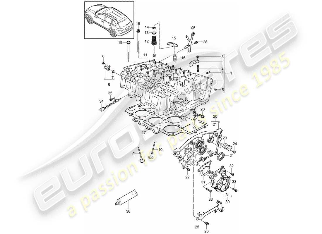 Porsche Cayenne E2 (2018) CYLINDER HEAD Part Diagram