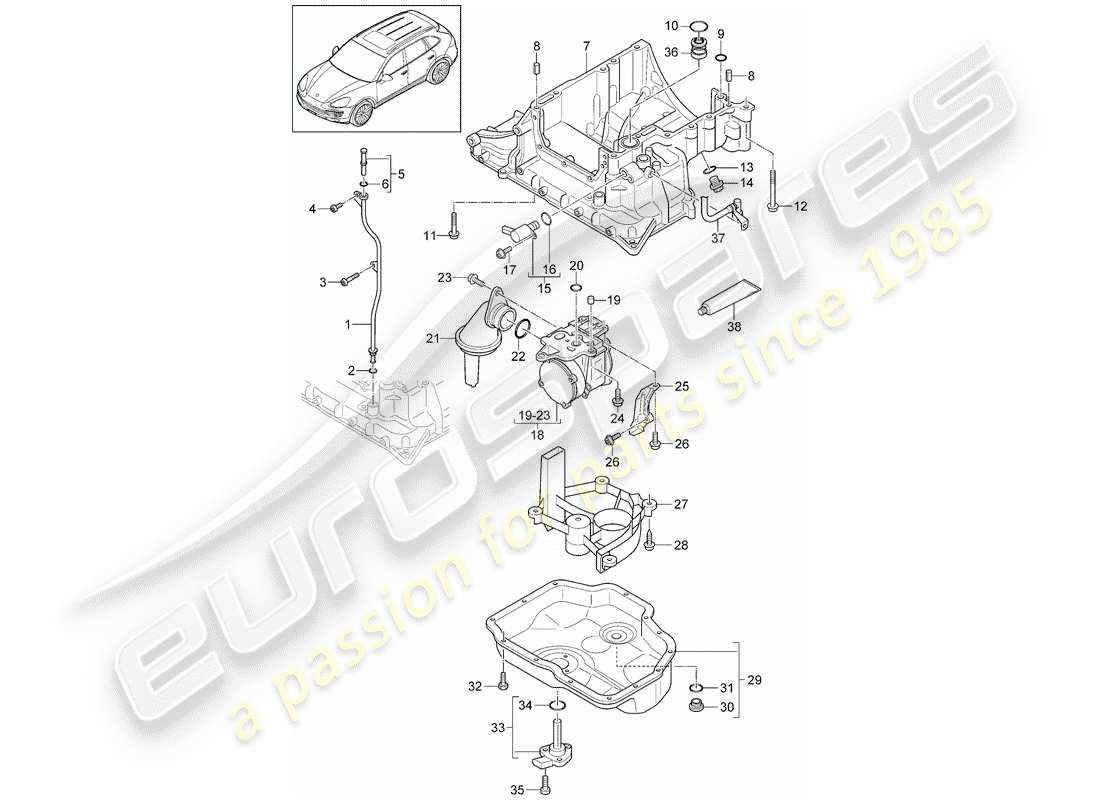 Porsche Cayenne E2 (2018) oil-conducting housing Part Diagram