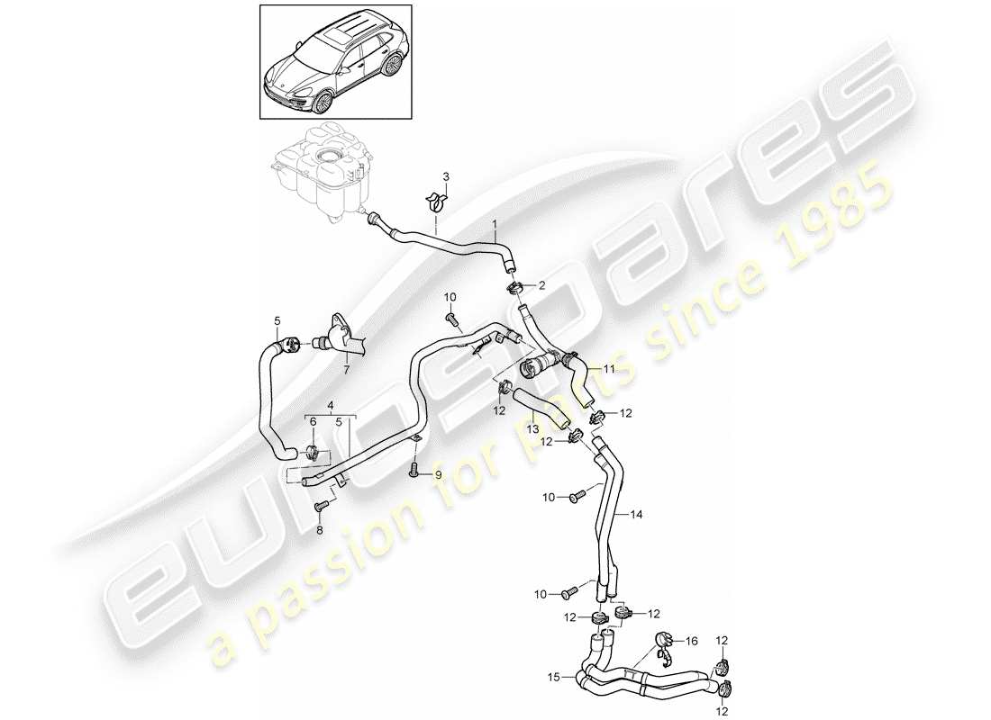 Porsche Cayenne E2 (2018) water cooling 4 Part Diagram