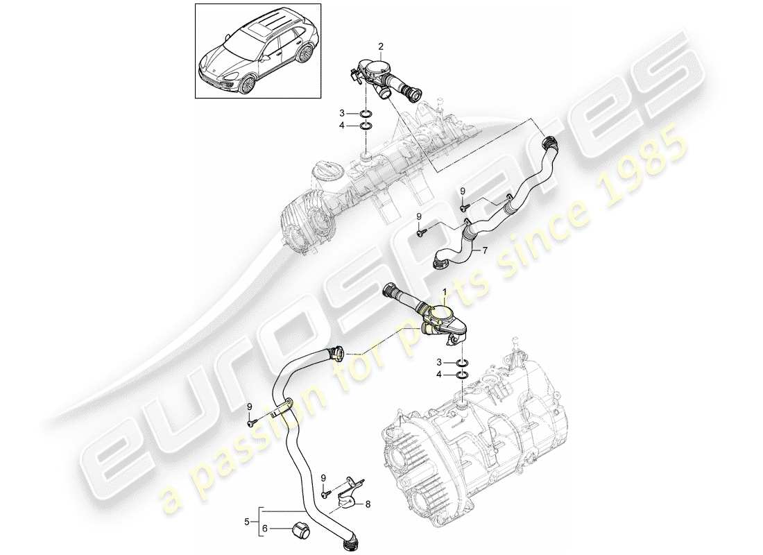 Porsche Cayenne E2 (2018) crankcase breather Part Diagram