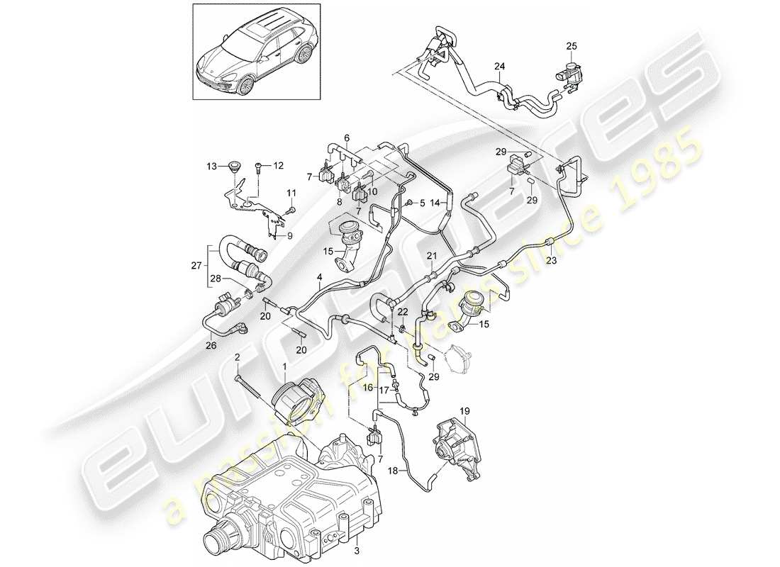 Porsche Cayenne E2 (2018) THROTTLE BODY Part Diagram