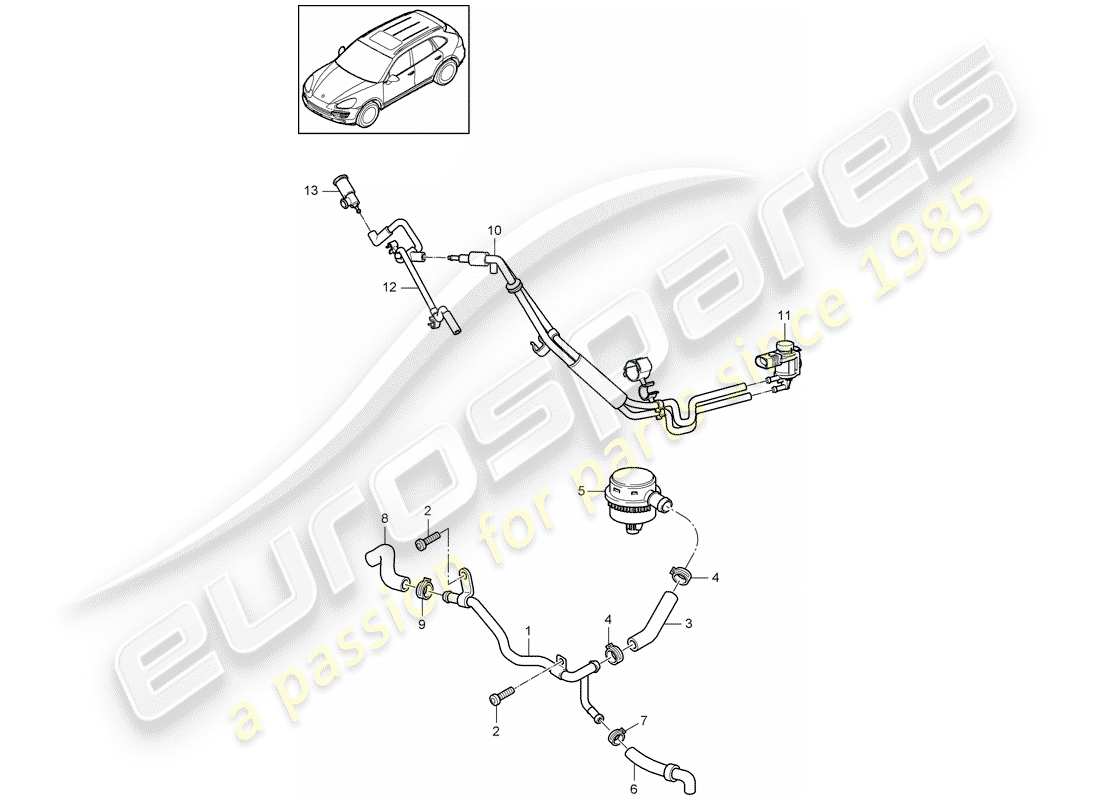 Porsche Cayenne E2 (2018) crankcase breather Part Diagram