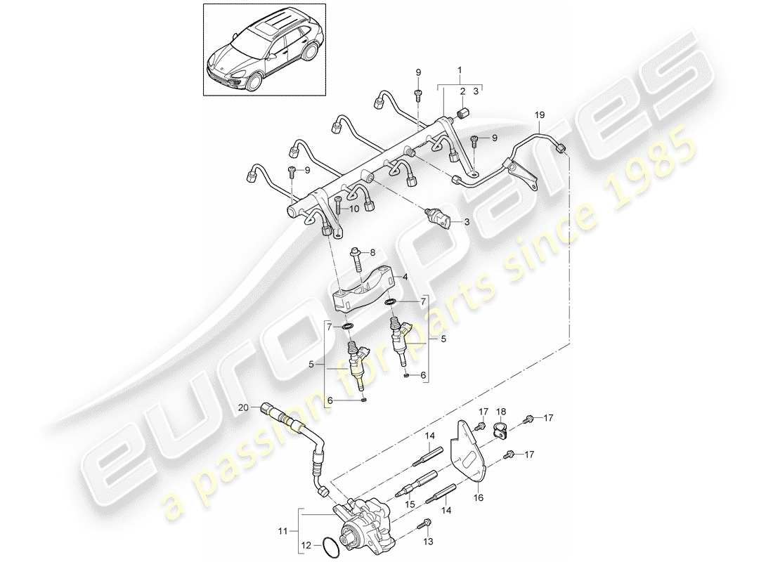 Porsche Cayenne E2 (2018) FUEL COLLECTION PIPE Part Diagram