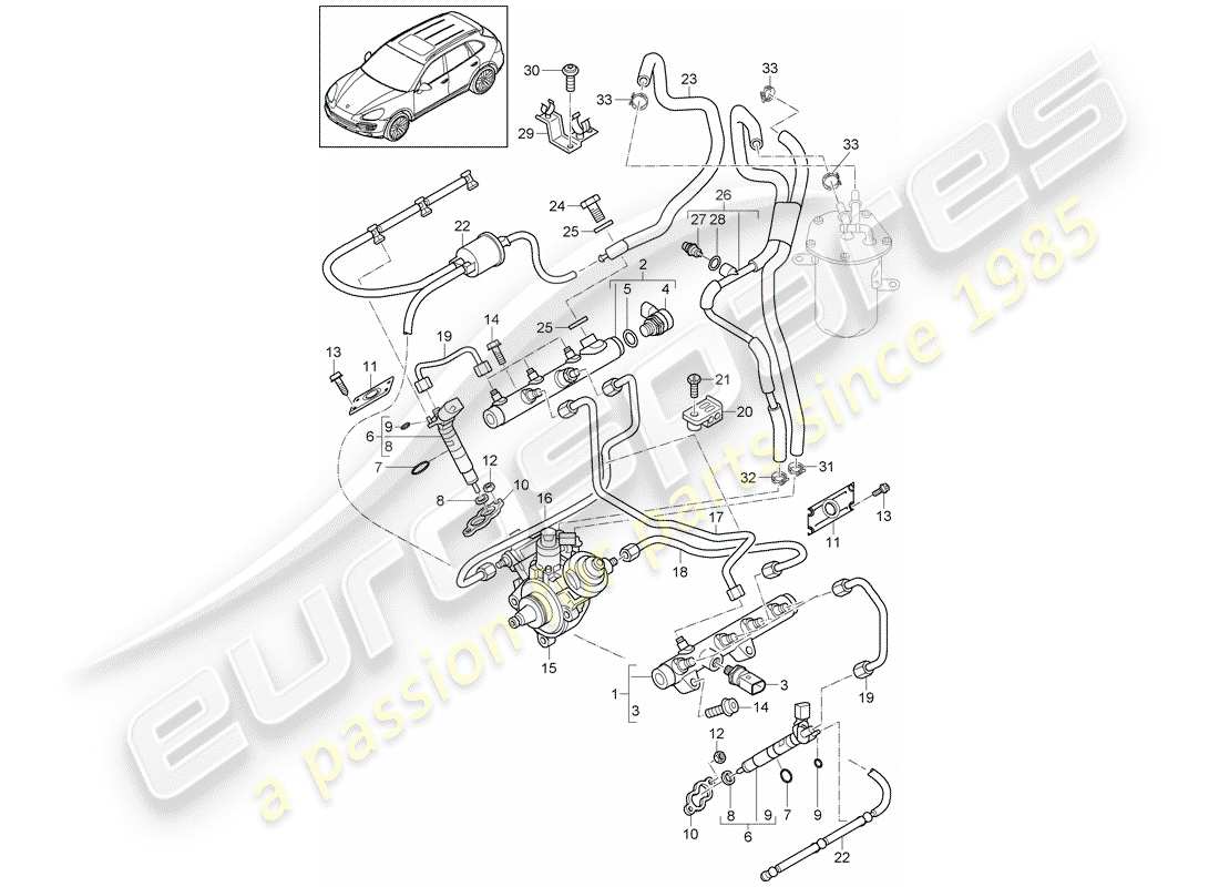 Porsche Cayenne E2 (2018) FUEL COLLECTION PIPE Part Diagram