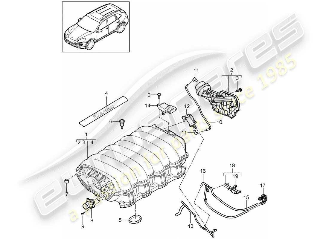 Porsche Cayenne E2 (2018) intake air distributor Part Diagram