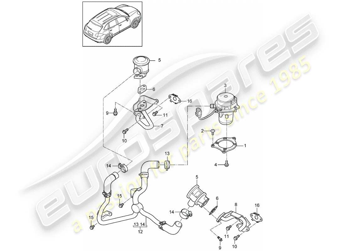 Porsche Cayenne E2 (2018) Secondary Air Pump Part Diagram