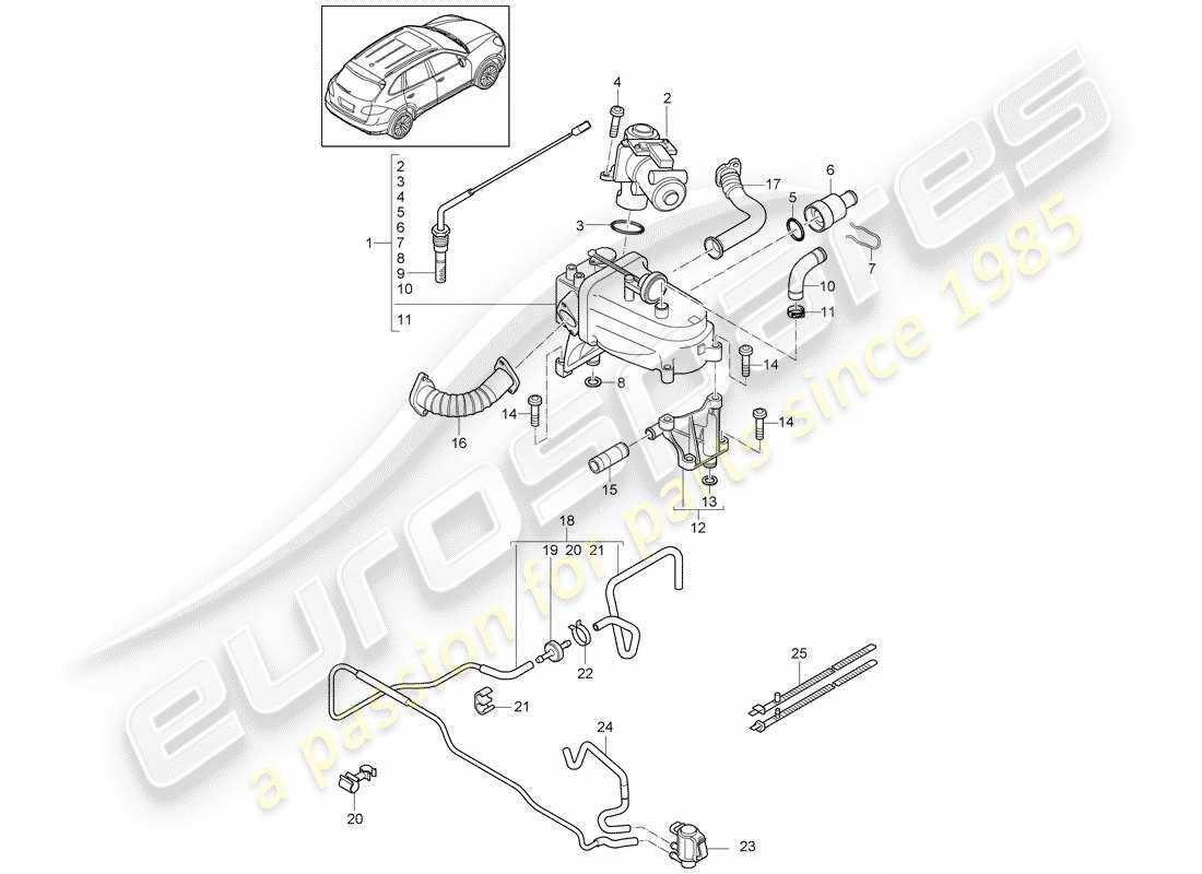 Porsche Cayenne E2 (2018) exhaust recirculation Part Diagram