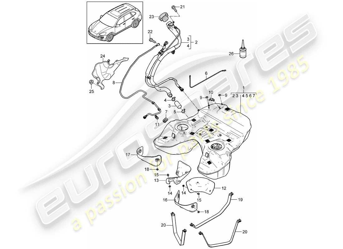 Porsche Cayenne E2 (2018) FUEL TANK Part Diagram