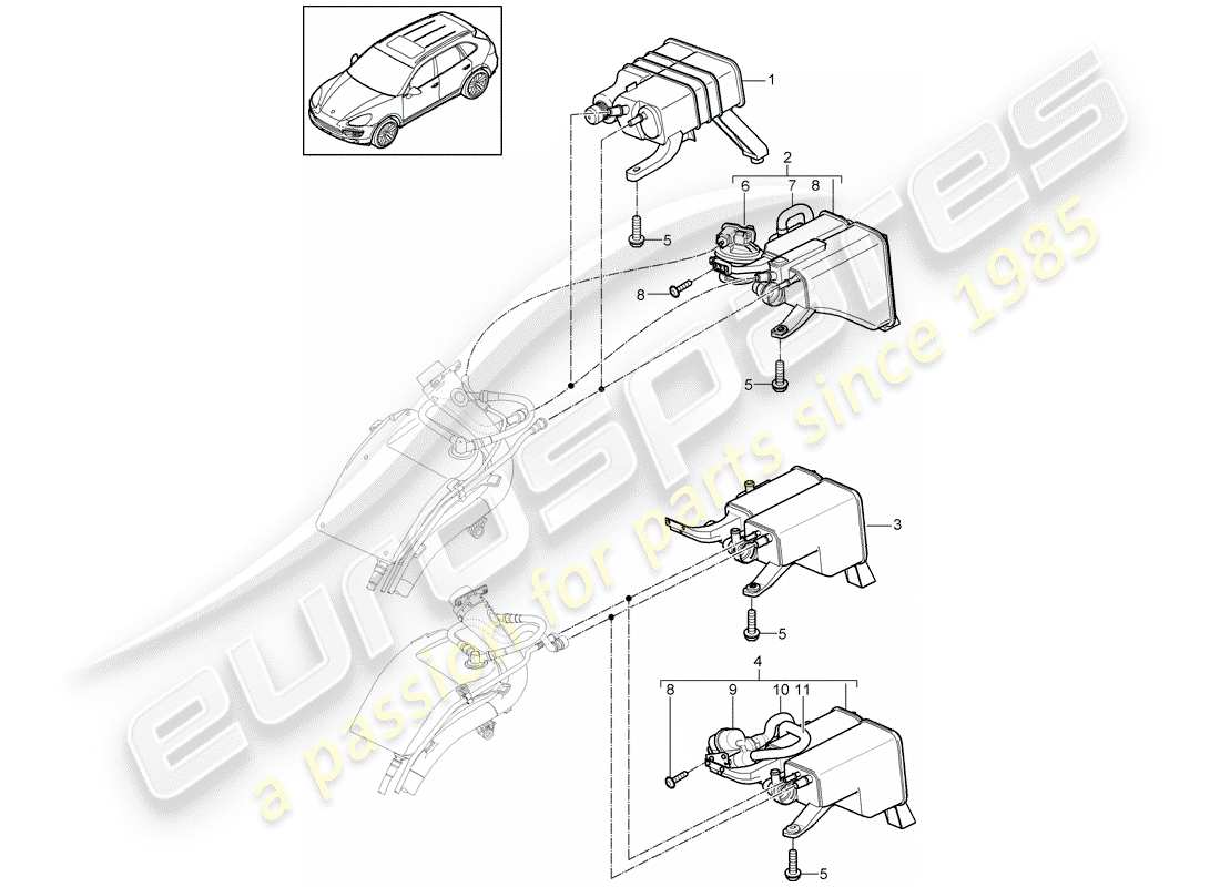 Porsche Cayenne E2 (2018) EVAPORATIVE EMISSION CANISTER Part Diagram