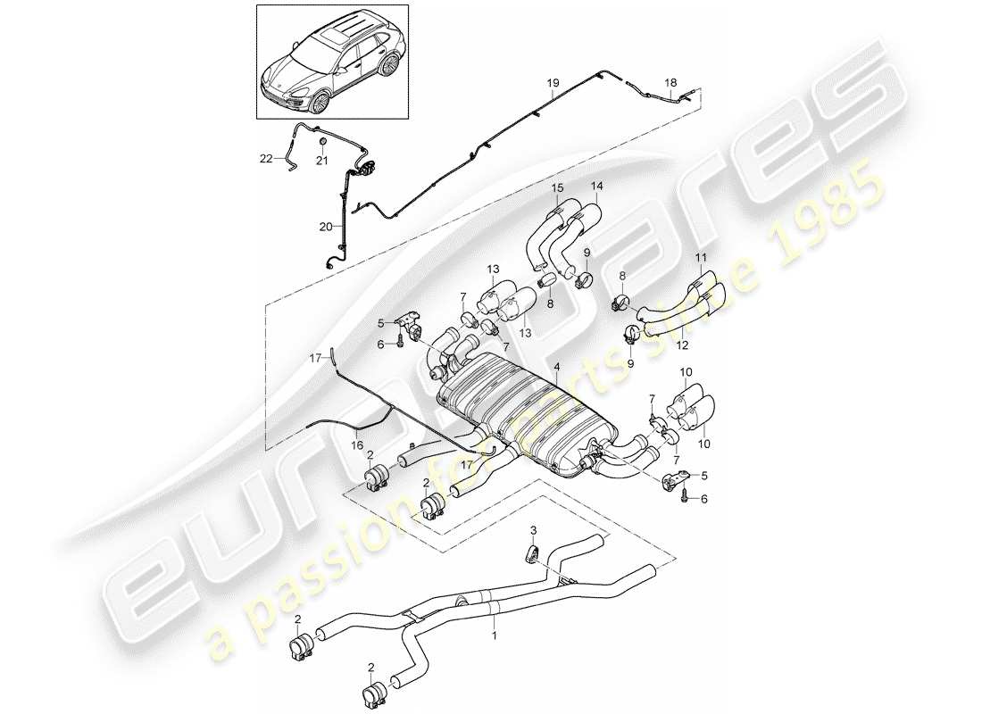 Porsche Cayenne E2 (2018) Exhaust System Part Diagram
