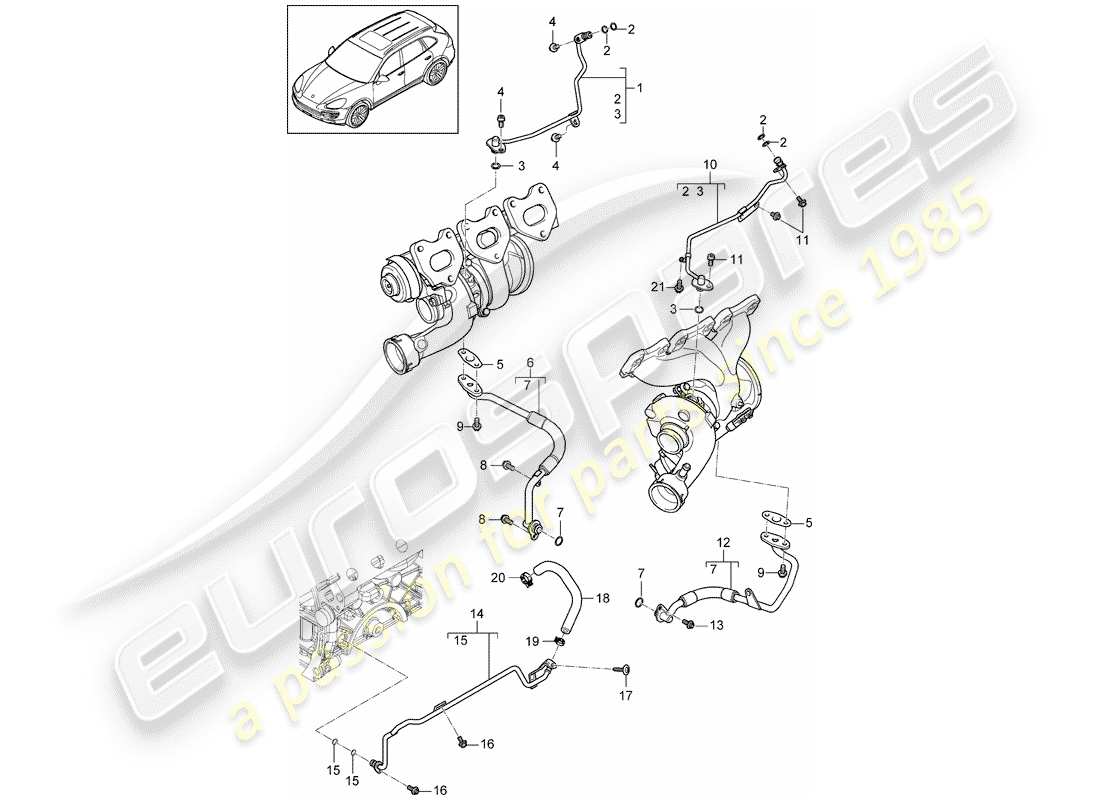 Porsche Cayenne E2 (2018) OIL PIPE Part Diagram
