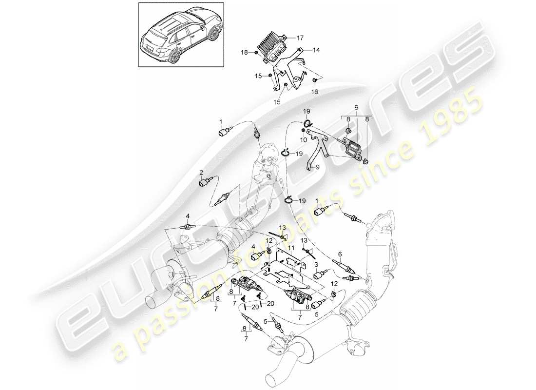 Porsche Cayenne E2 (2018) Exhaust System Part Diagram