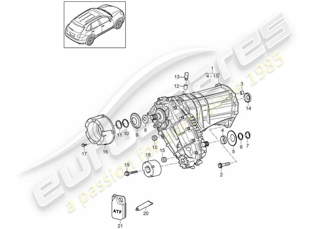 Porsche Cayenne E2 (2018) transfer box Part Diagram