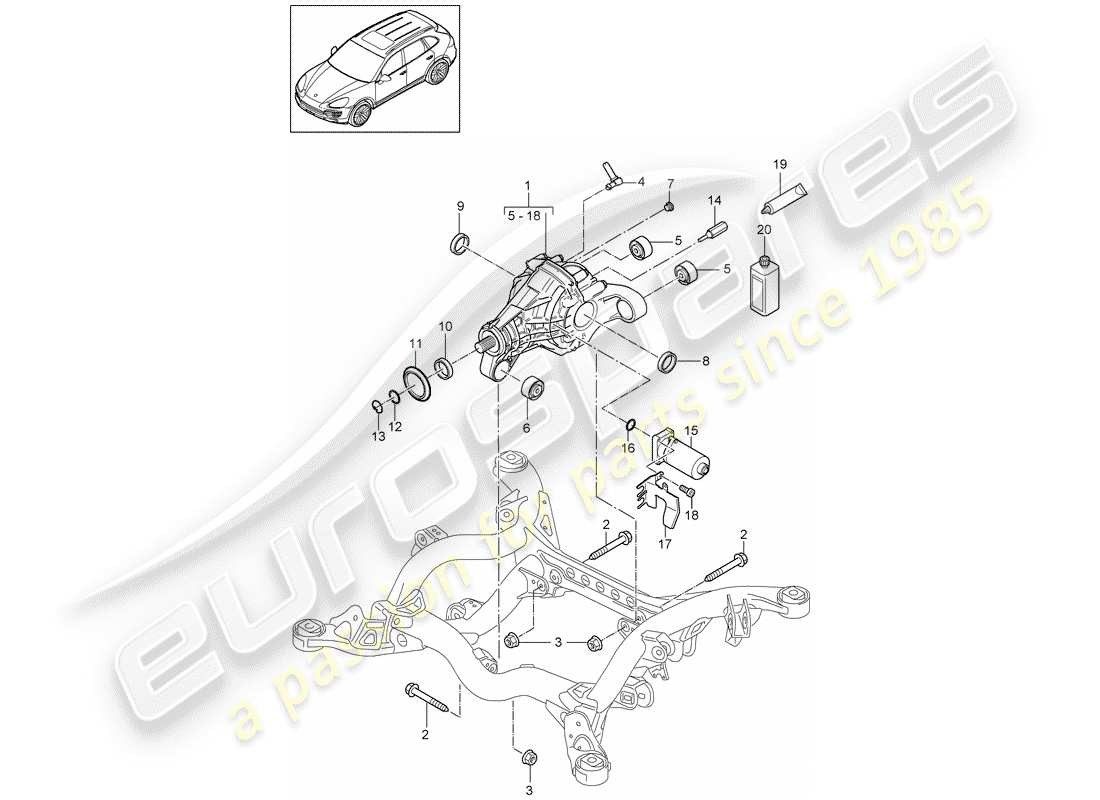 Porsche Cayenne E2 (2018) rear axle differential Part Diagram