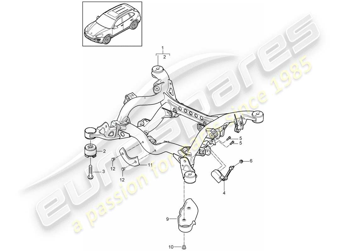 Porsche Cayenne E2 (2018) rear axle Part Diagram