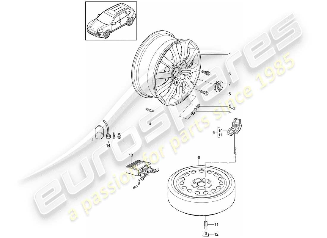 Porsche Cayenne E2 (2018) Wheels Part Diagram