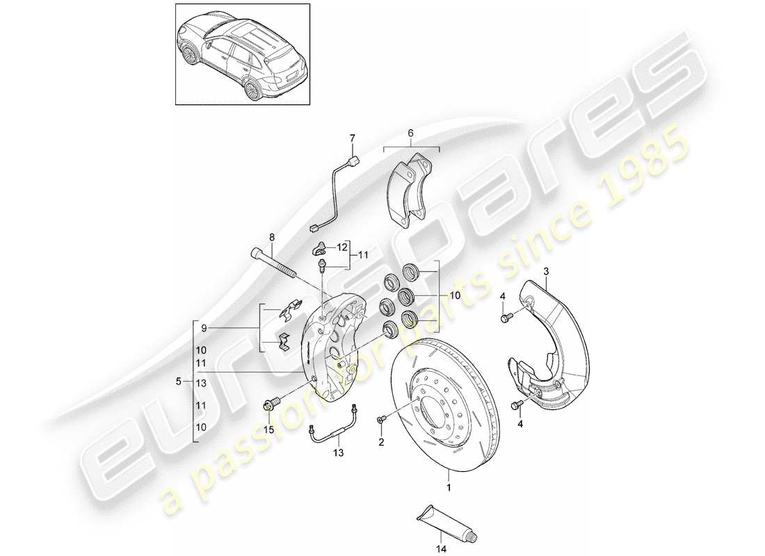 Porsche Cayenne E2 (2018) disc brakes Part Diagram