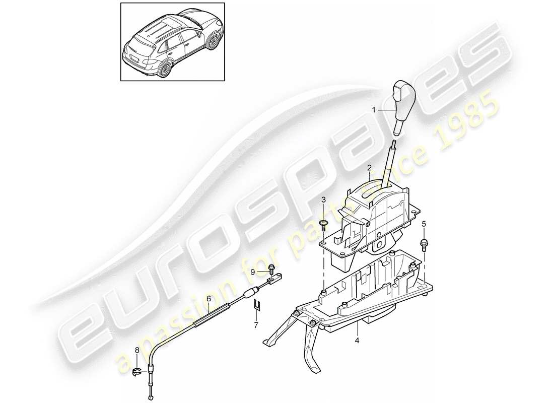 Porsche Cayenne E2 (2018) selector lever Part Diagram
