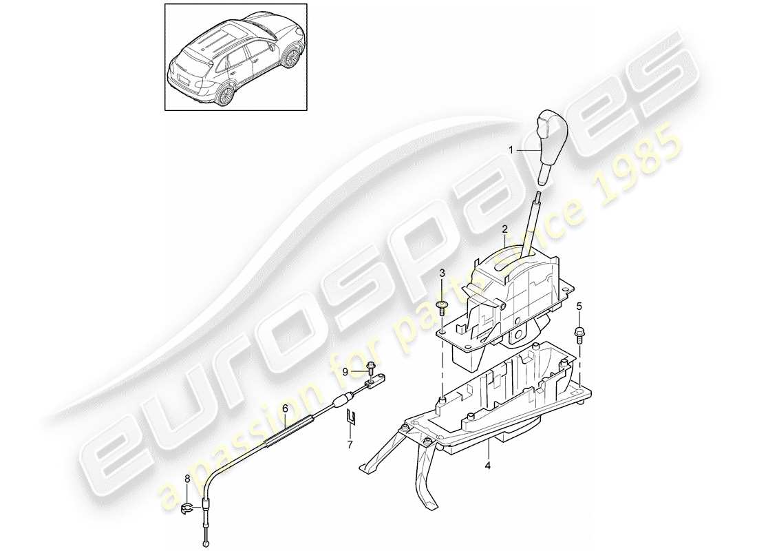 Porsche Cayenne E2 (2018) selector lever Part Diagram