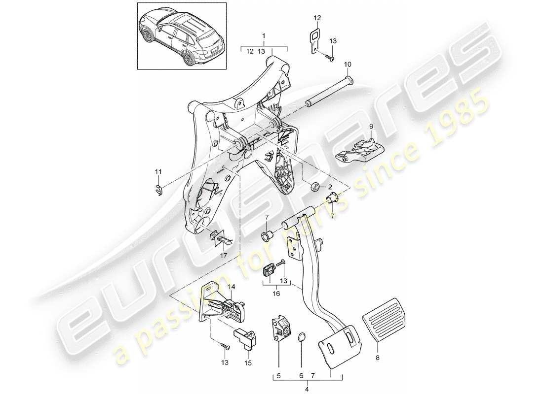 Porsche Cayenne E2 (2018) Pedals Part Diagram