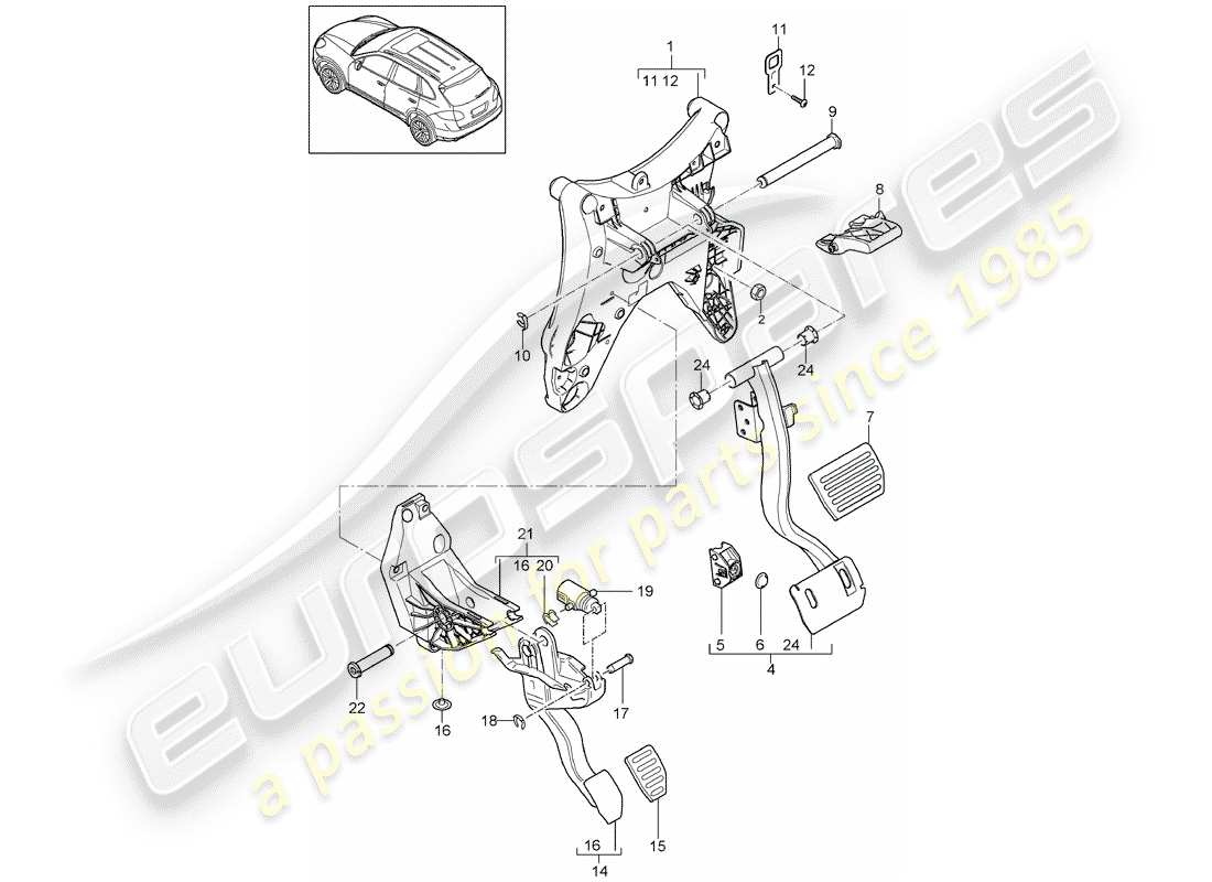 Porsche Cayenne E2 (2018) Pedals Part Diagram