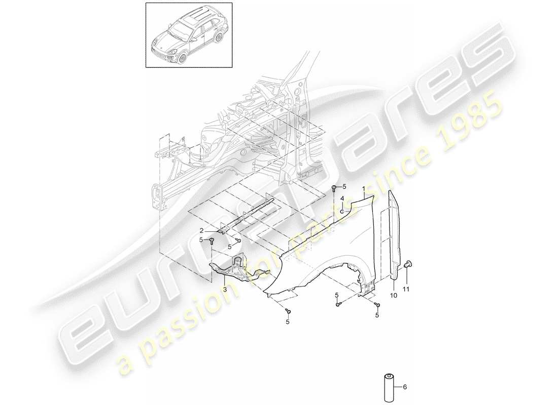 Porsche Cayenne E2 (2018) FENDER Part Diagram