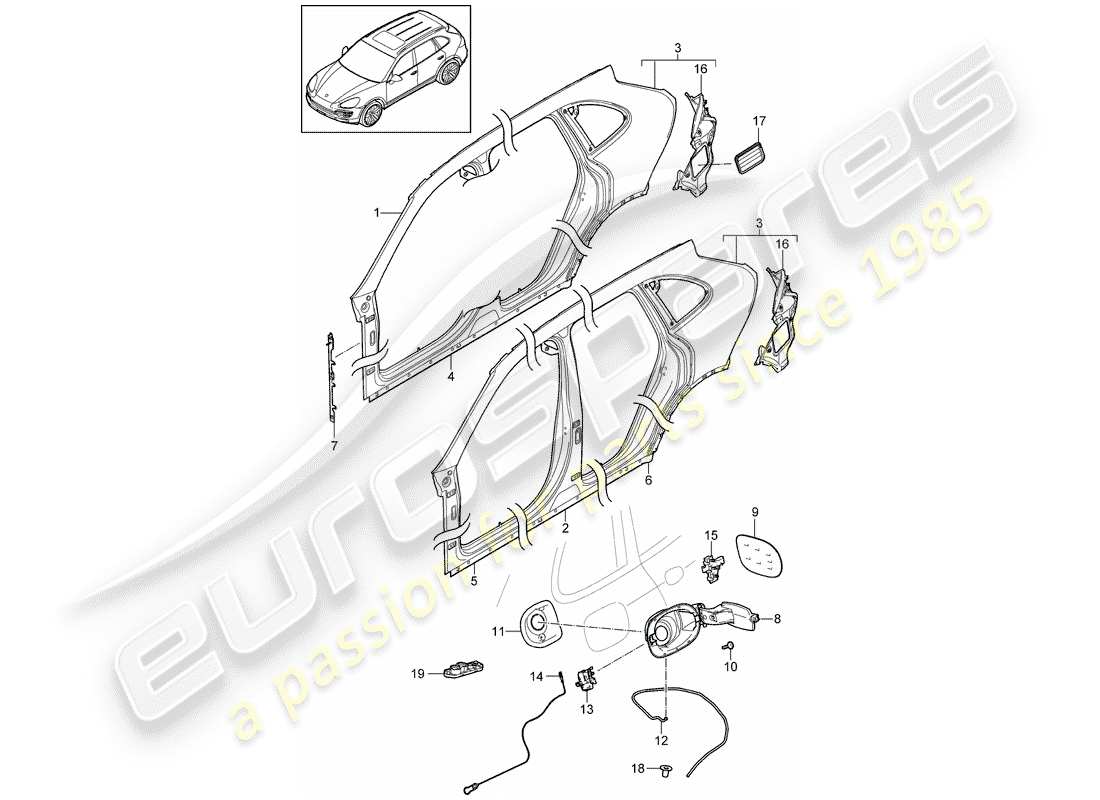 Porsche Cayenne E2 (2018) SIDE PANEL Part Diagram