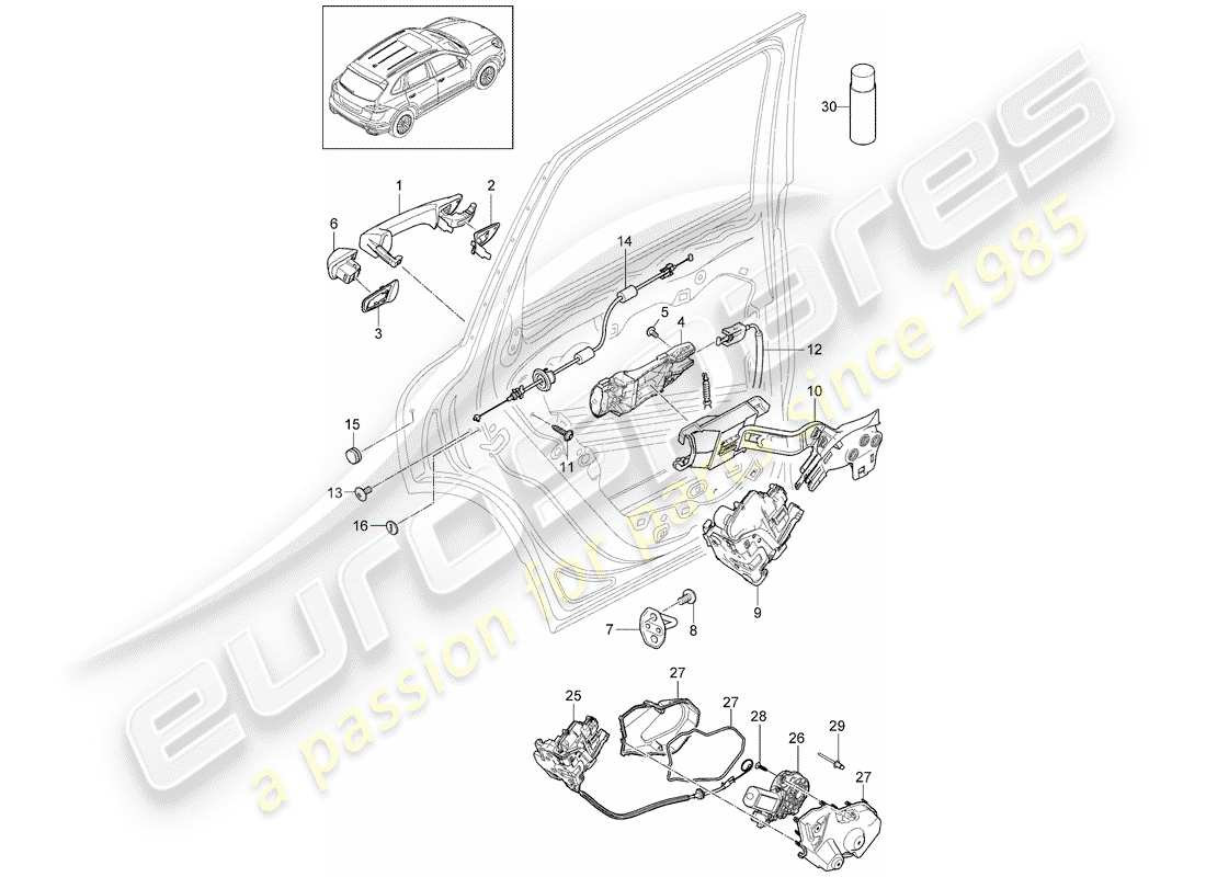 Porsche Cayenne E2 (2018) door handle Part Diagram