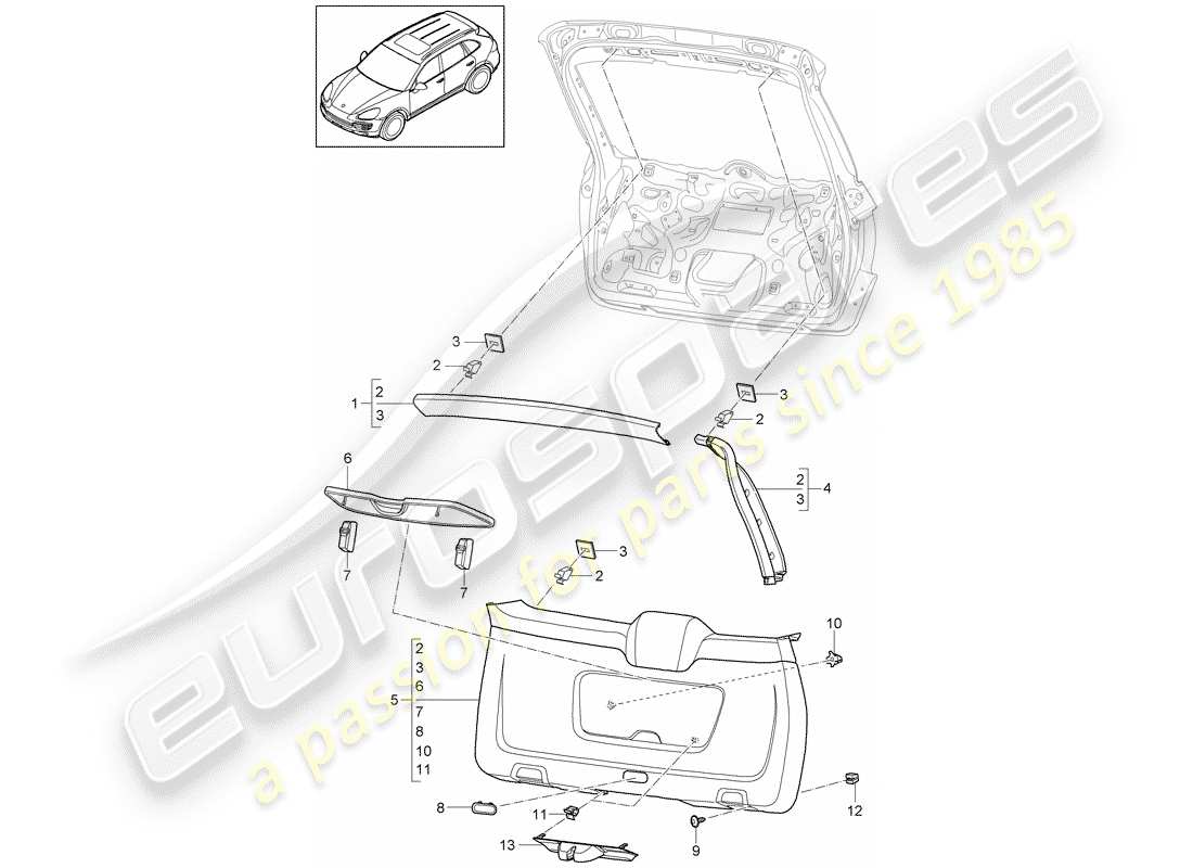 Porsche Cayenne E2 (2018) trims Part Diagram