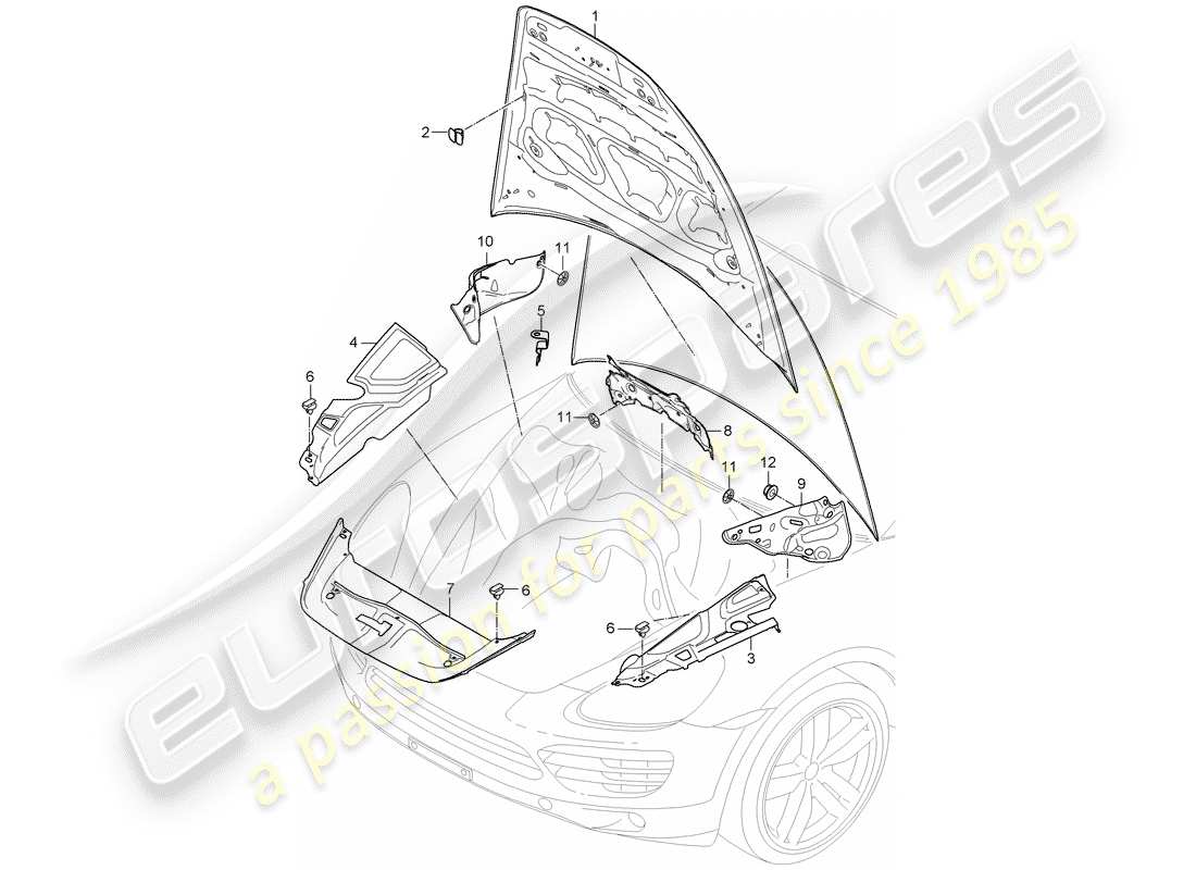 Porsche Cayenne E2 (2018) sound absorber Part Diagram