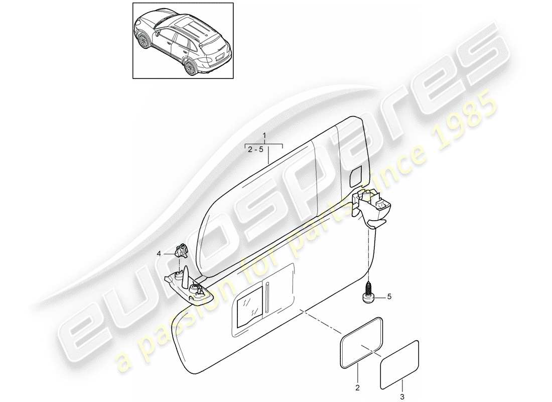 Porsche Cayenne E2 (2018) SUN VIZORS Part Diagram