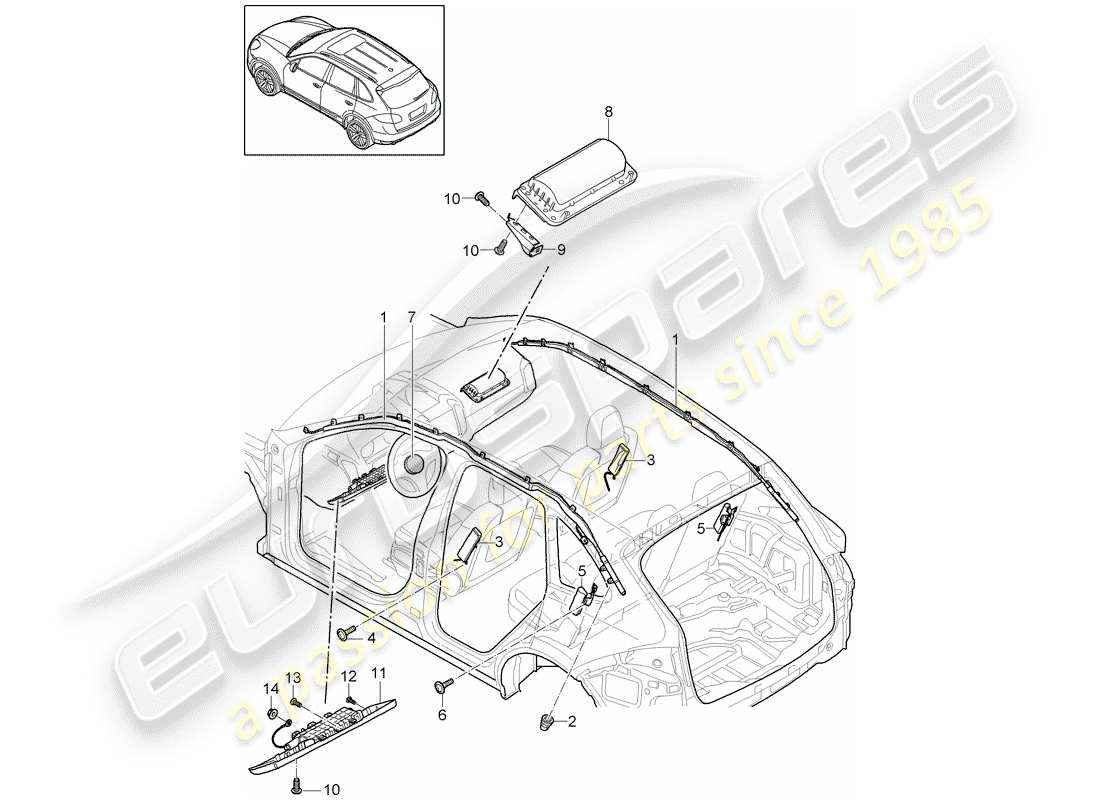 Porsche Cayenne E2 (2018) AIRBAG Part Diagram