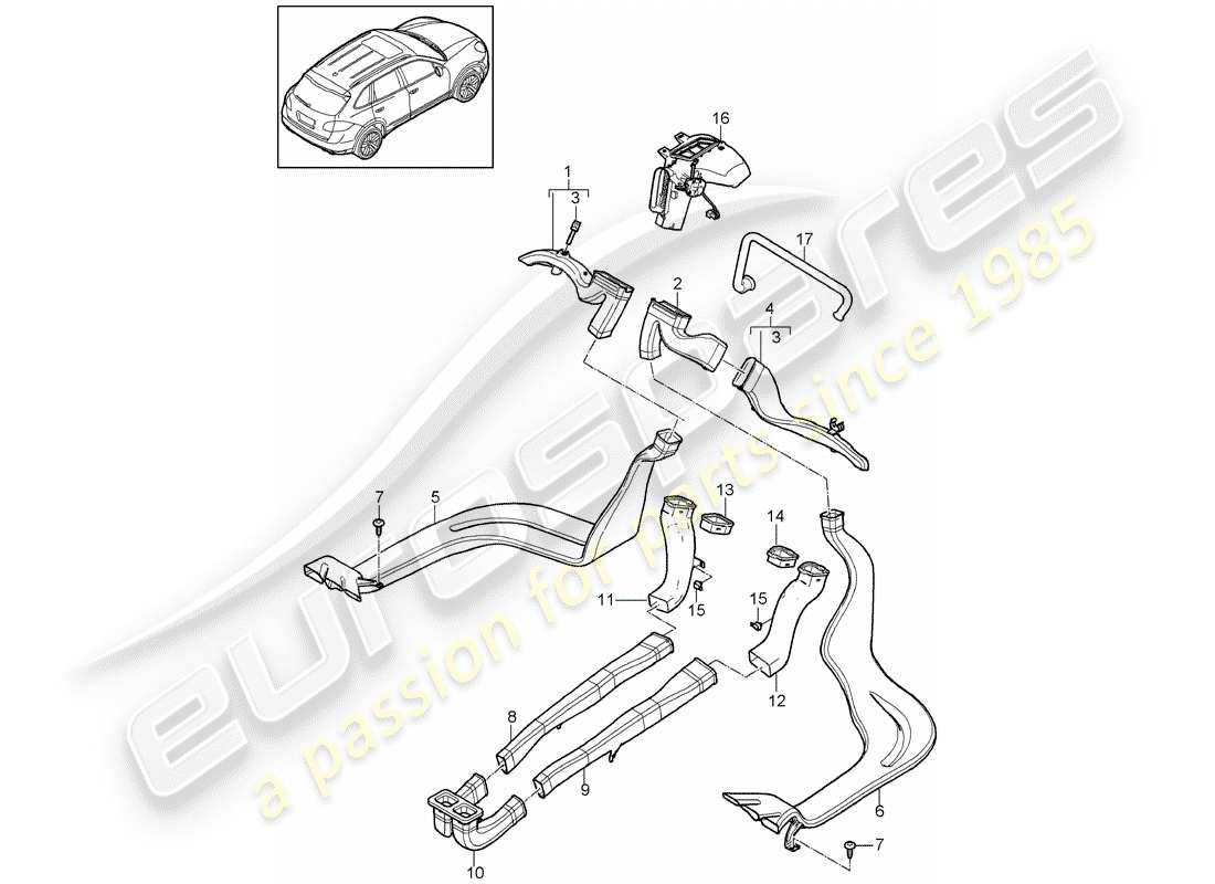Porsche Cayenne E2 (2018) AIR DUCT Part Diagram