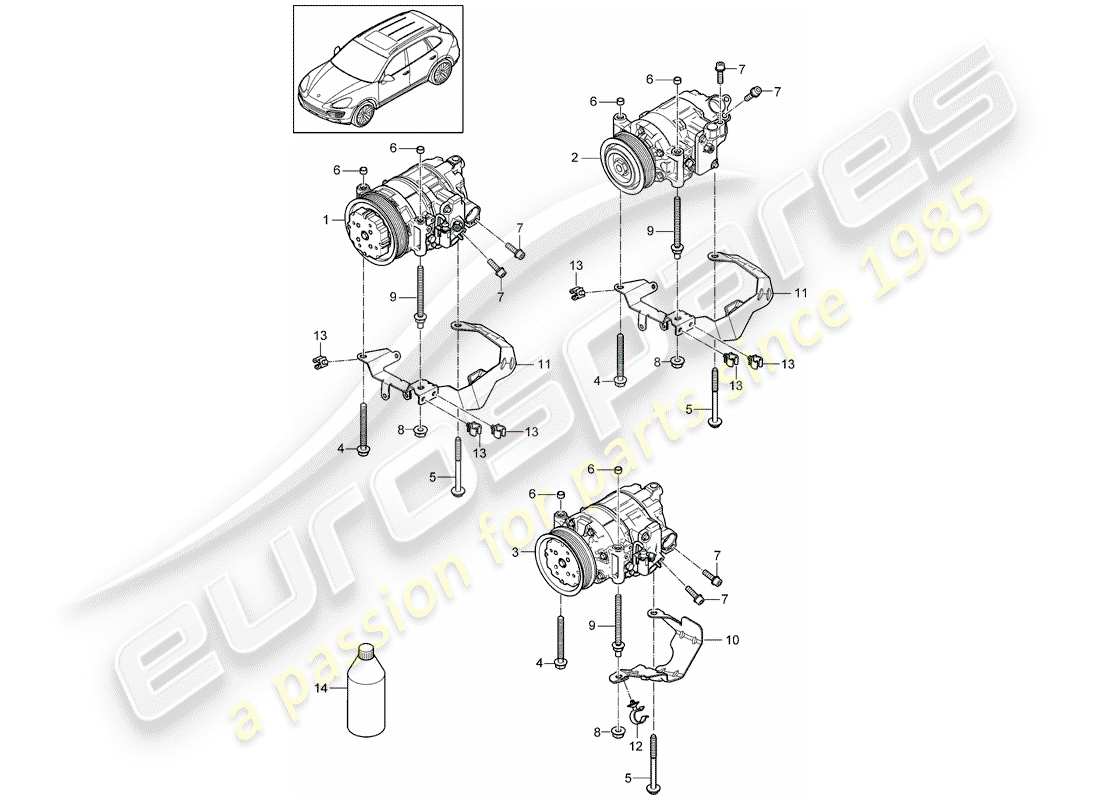 Porsche Cayenne E2 (2018) COMPRESSOR Part Diagram
