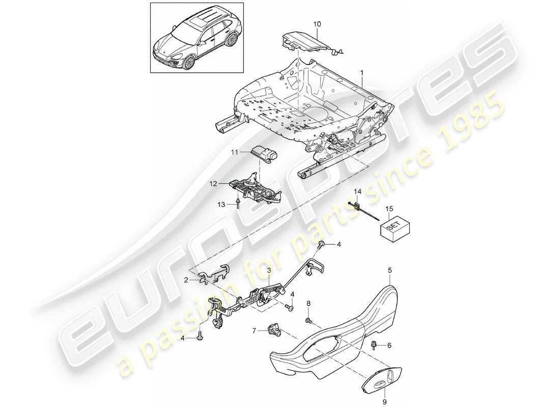 Porsche Cayenne E2 (2018) seat frame Part Diagram