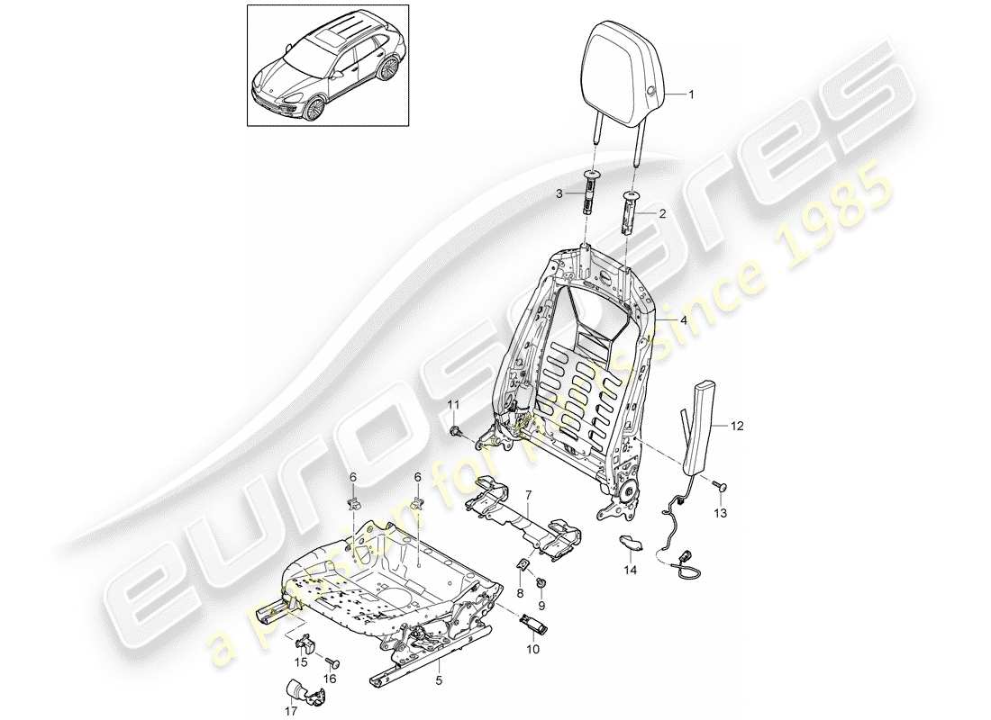 Porsche Cayenne E2 (2018) FRAME - BACKREST Part Diagram