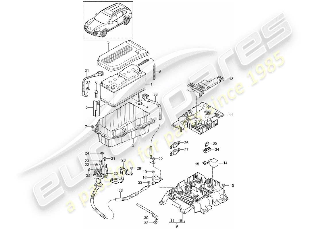 Porsche Cayenne E2 (2018) Battery Part Diagram