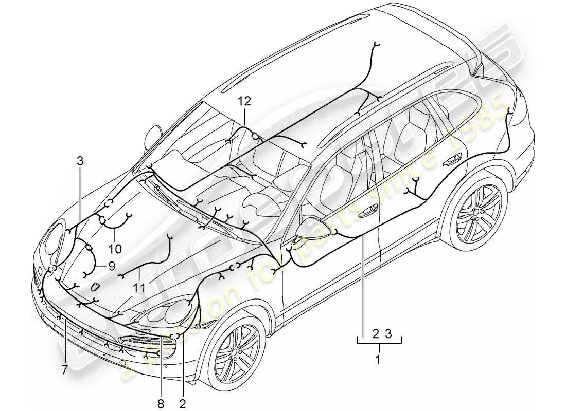 Porsche Cayenne E2 (2018) wiring harnesses Part Diagram