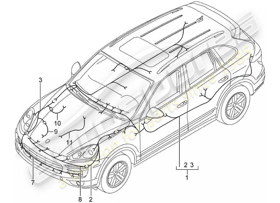 Porsche Cayenne E2 (2018) wiring harnesses Part Diagram