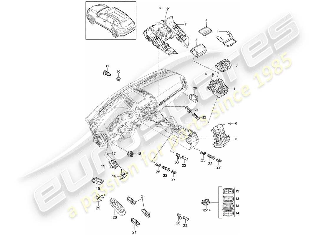 Porsche Cayenne E2 (2018) SWITCH Part Diagram