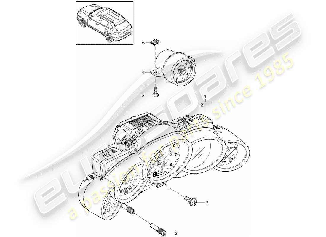 Porsche Cayenne E2 (2018) INSTRUMENT CLUSTER Part Diagram
