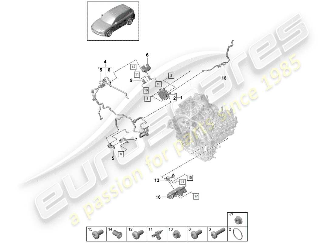 Porsche Cayenne E3 (2018) VACUUM SYSTEM Parts Diagram