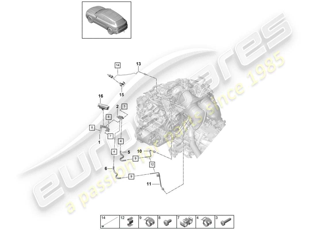 Porsche Cayenne E3 (2018) control line with differential Parts Diagram