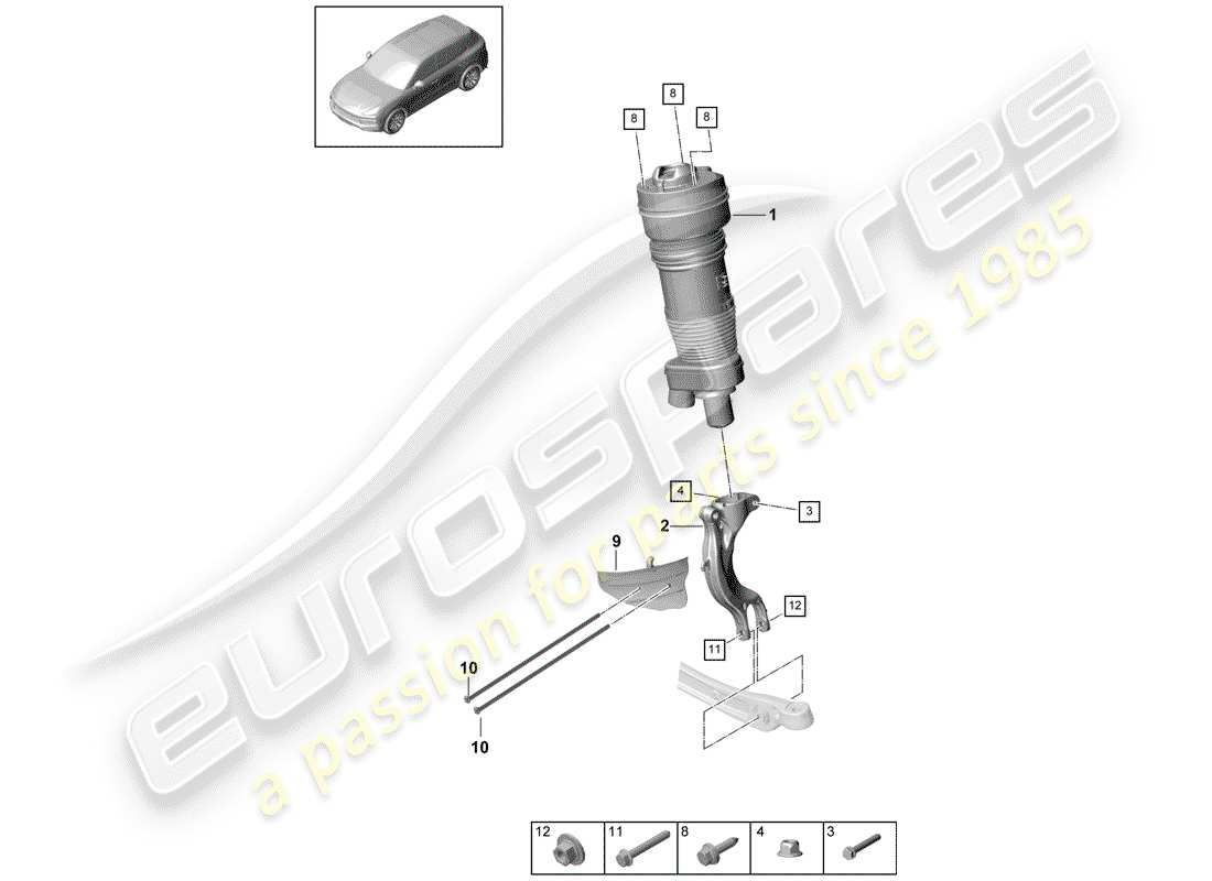 Porsche Cayenne E3 (2018) air spring Parts Diagram