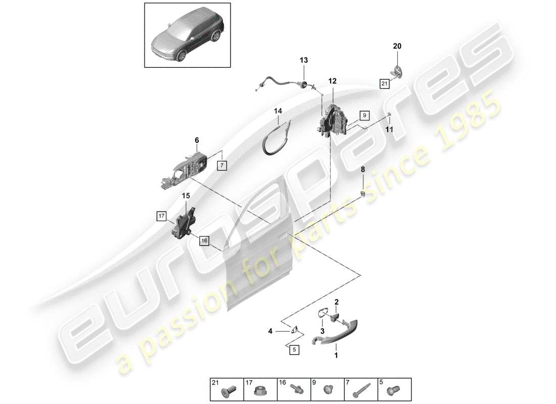 Porsche Cayenne E3 (2018) DOOR HANDLE, OUTER Parts Diagram