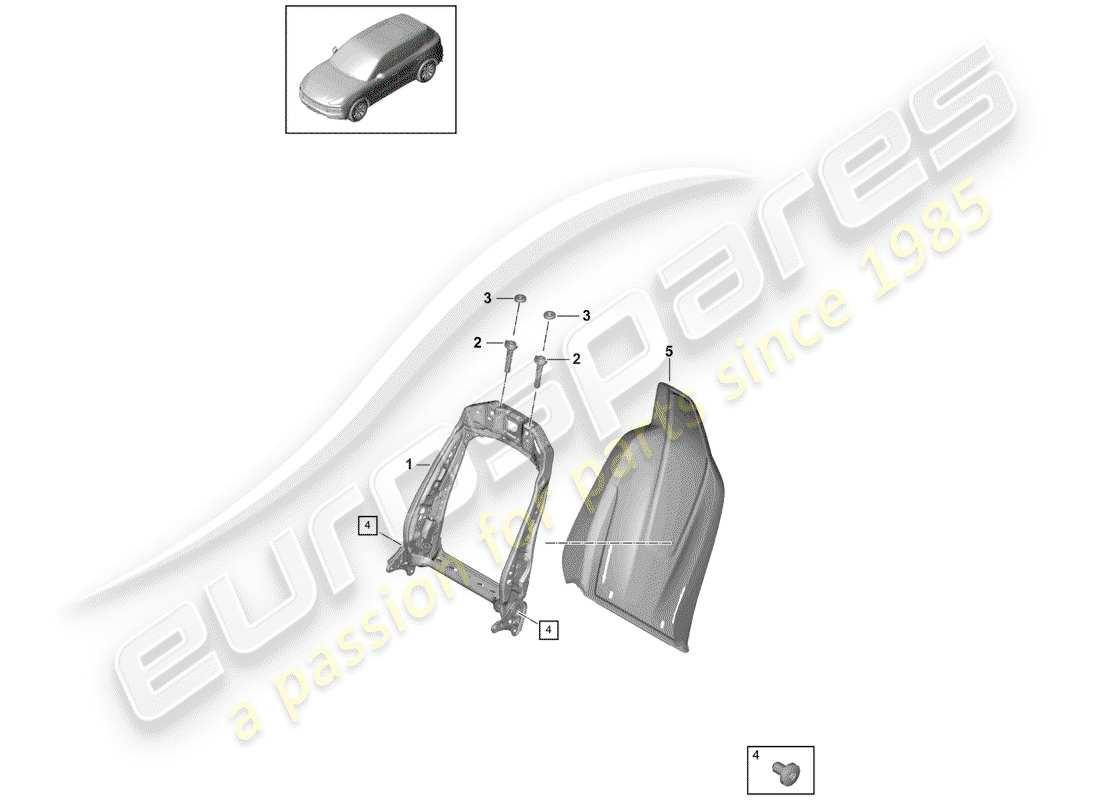 Porsche Cayenne E3 (2018) FRAME - BACKREST Parts Diagram