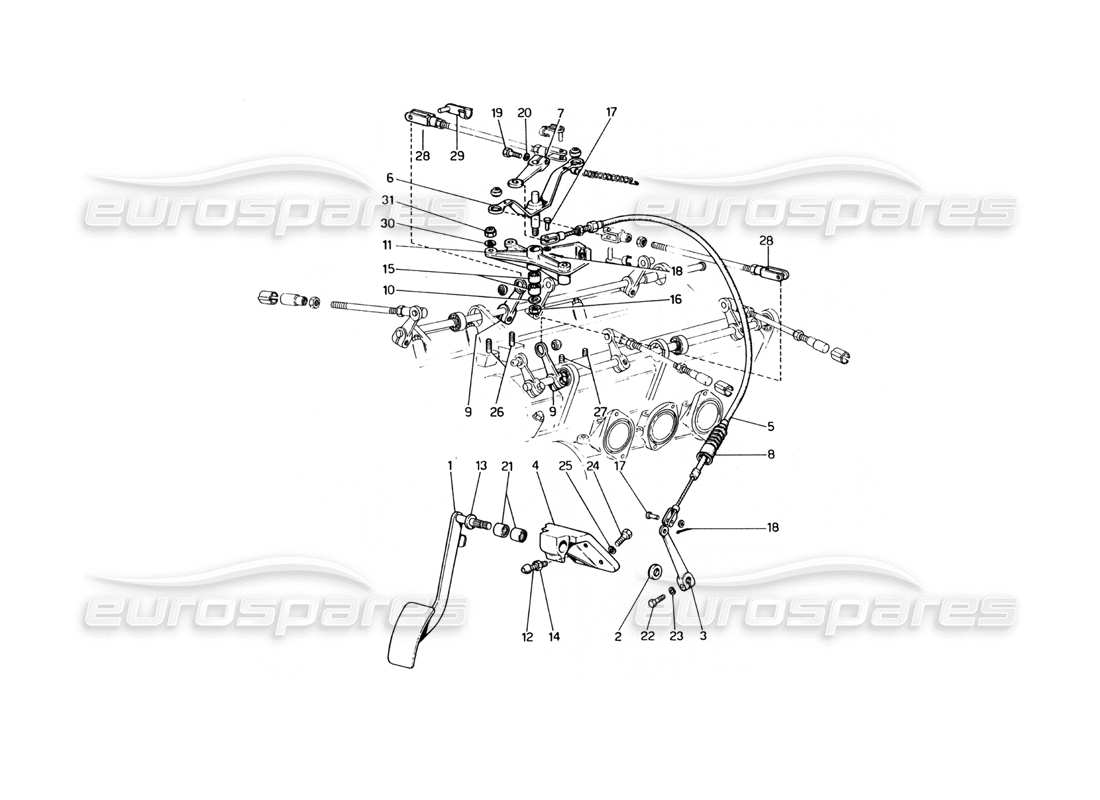 Ferrari 400 GT (Mechanical) throttle control (Variants for RHD Version) Parts Diagram